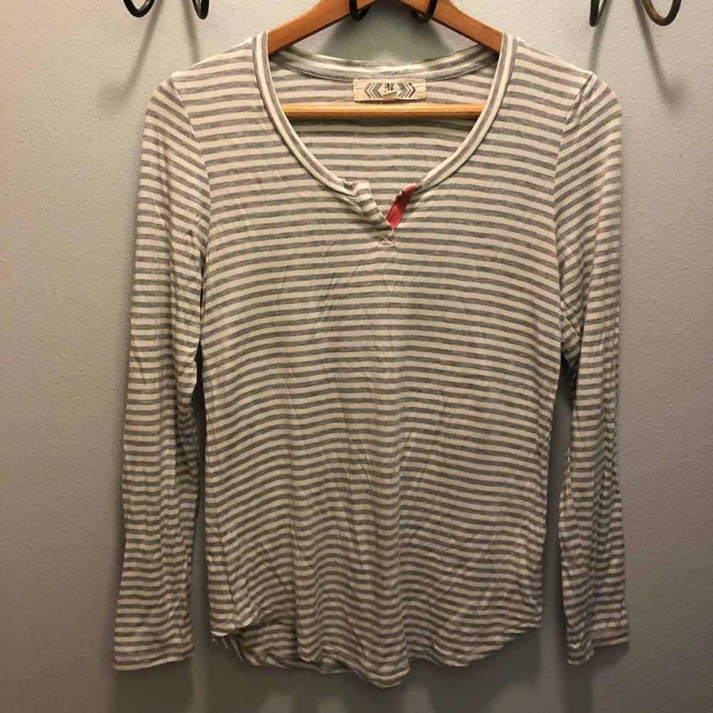 Gray and white striped shirt